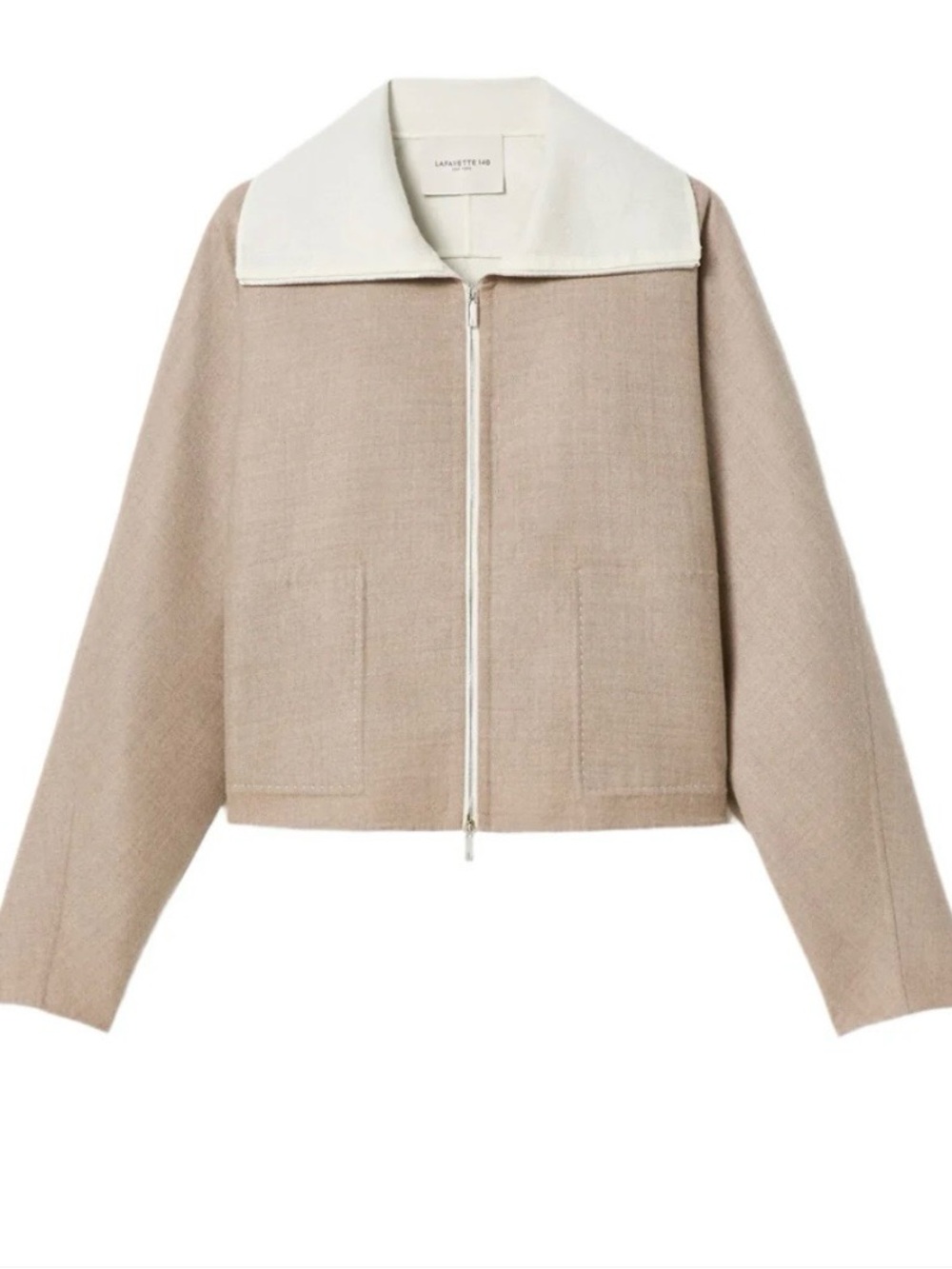 Lafayette 148 New York Wool/Silk Jacket in Hickory Melange/ Cloud - Picture 3 of 10